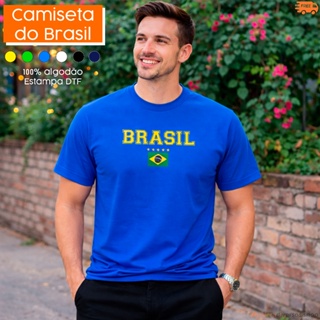 Camisa Brasil Masculina Unissex 100% Algodão Roupas Leves Uso Diário Camiseta estampada bandeira em Oferta na Shopee