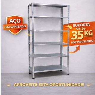 Estante Metálica Reforçada 6 Prateleiras para Comércio e Residência Suporta 200kg em Oferta na Shopee
