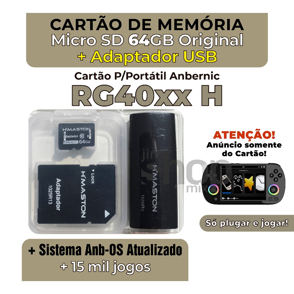 Cartão MicroSD Original Para Portátil Anbernic RG40xx-H +10mil