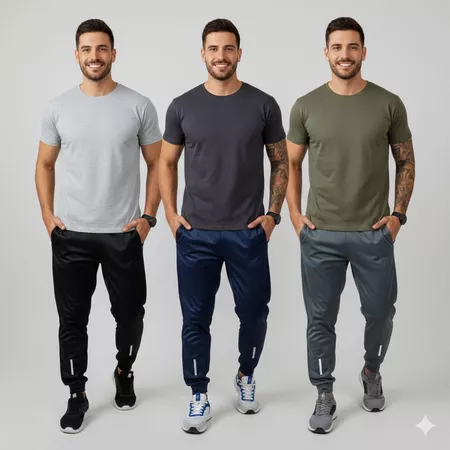 Kit 3 Calças Jogger Unissex Refletiva Esportiva Para Academia Corrida e Trabalho Com Bolsos Laterais