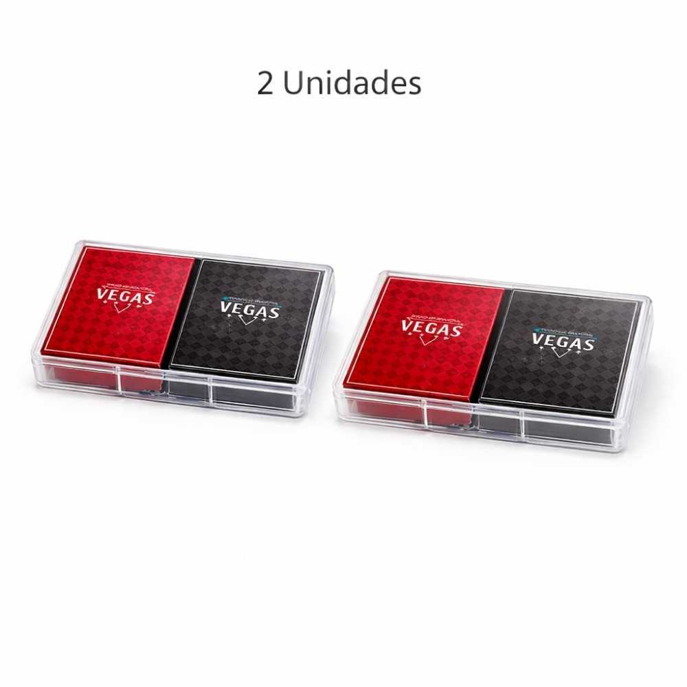 Baralho Duplo Vegas 2 Jogos 54 Cartas 100% Plastificado Com Estojo