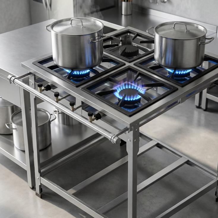 FOGÃO INDUSTRIAL 4 BOCAS ALTA PRESSÃO – LINHA PREMIUM INOX | Shopee Brasil