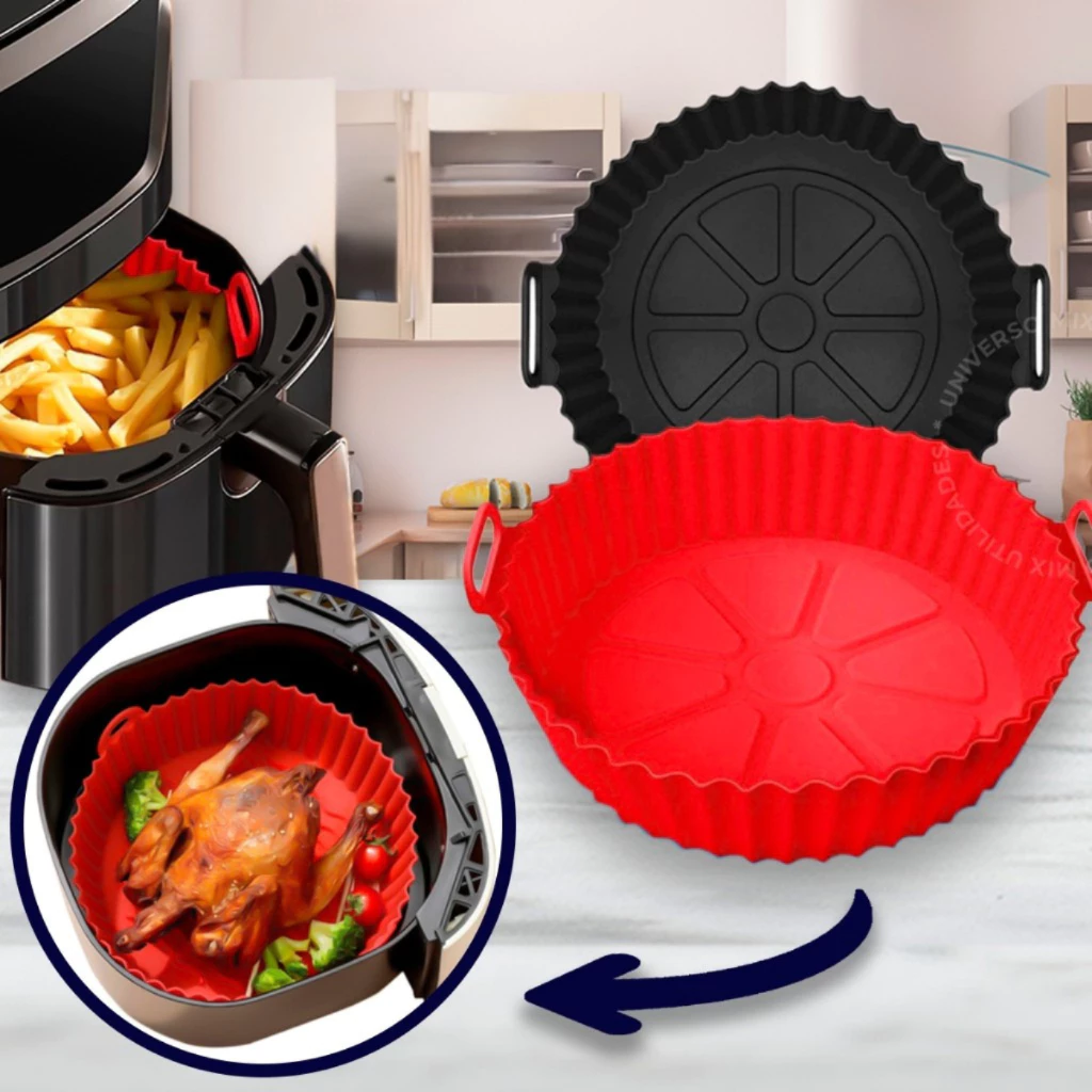 Forma Assadeira Para Fritadeira Air Fryer Em Silicone Flexível Lavável