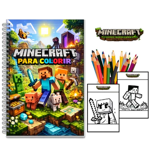 Caderno de Colorir Minecraft 50 Desenhos Exclusivos | Livro Para Colorir Gamer Infantil e Adulto Papel Alta Qualidade em Oferta na Shopee