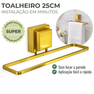 Toalheiro Lavabo Dourado 25cm Porta Toalha Banheiro Adesivo Resistente Future em Oferta na Shopee