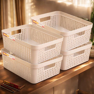 Kit 4 Cestos Organizadores 11 Litros Multiuso Cesto Grande em Plástico Resistente em Oferta na Shopee