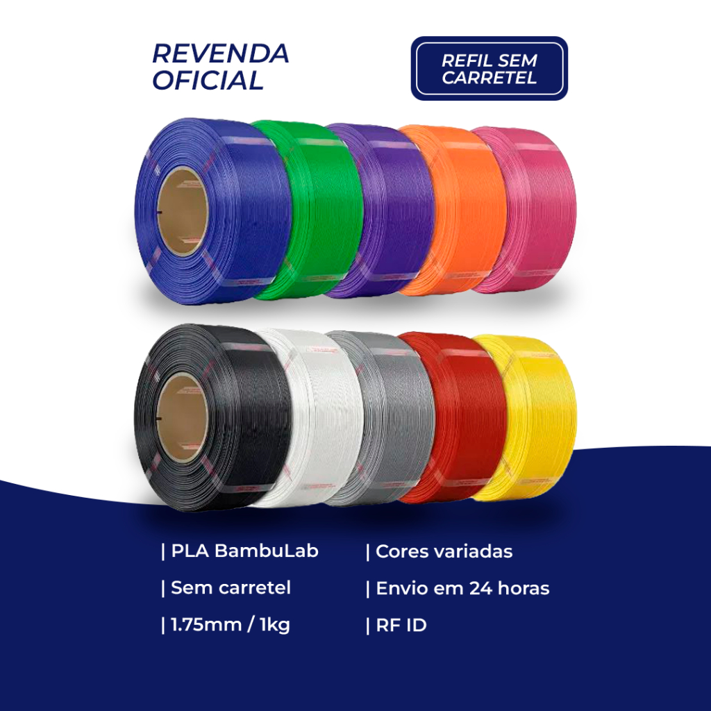 Filamento Bambu Lab 3d Pla Lite 1kg Varias Cores (NÃO ACOMPANHA CARRETEL)