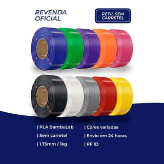 Filamento Bambu Lab 3d Pla Lite 1kg Varias Cores (NÃO ACOMPANHA CARRETEL)