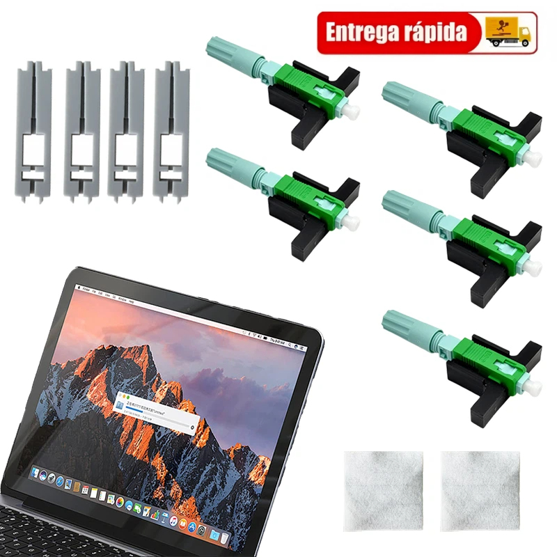 Conector Click Fibra Optica SC/Apc - Kit 100/200 Campo FTTH Cabo Drop ...