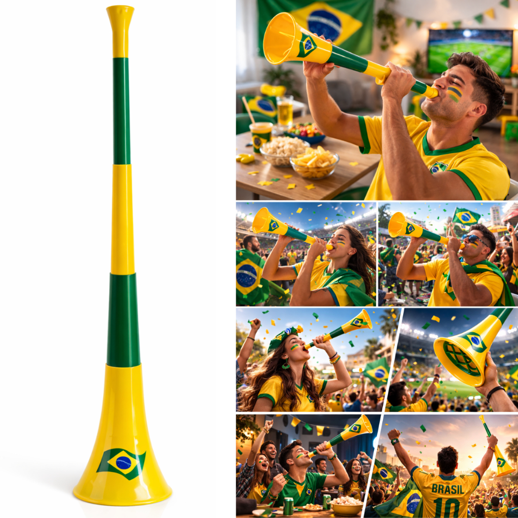 Corneta De Assopro Grande Vuvuzela Jogo Brasil Copa 2026 Brasil Verde Amarelo Copa do Mundo em Oferta na Shopee