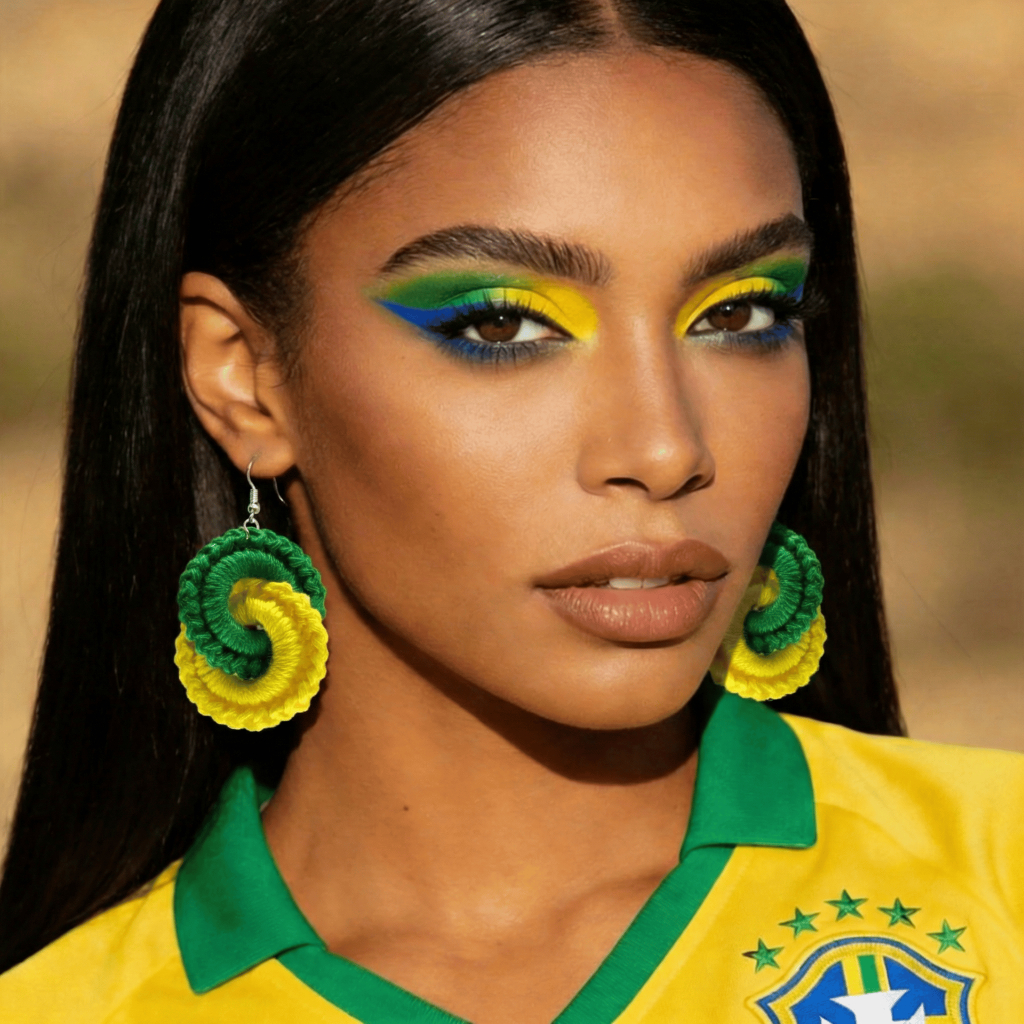 Brinco Crochê Copa Do Mundo Brasil - Verde e Amarelo / Azul e Branco| Acessório| Brasilcore |Brazilcore| Brasil em Oferta na Shopee