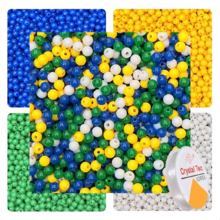 Kit 300 Bolinhas 6mm Verde e Amarelo Cores do Brasil Miçangas + Fio de Silicone Artesanato em Oferta na Shopee