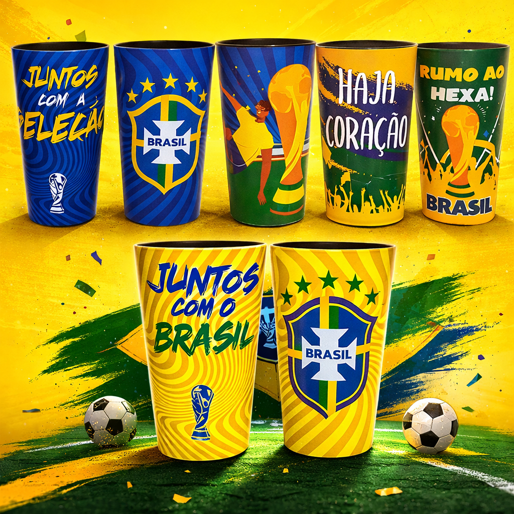 Kit 15 - Torcida Brasil - Copo Ecológico 500ml em Oferta na Shopee