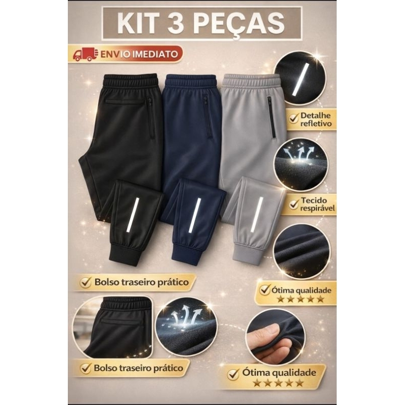 Kit 3 Calça Jogger Dry Fit Esportiva e Casual Academia Atividades físicas