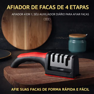 Afiador de Facas Profissional 4 Estágios Aço Inox Amolador Manual Cozinha Afia Faca e Tesoura em Oferta na Shopee