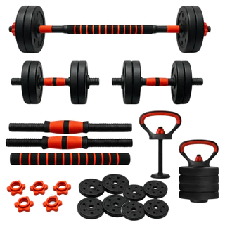 Kit Treino Funcional Musculação 20kg Kettlebell Barra Halteres Anilhas Supino Peso Ajustável em Oferta na Shopee