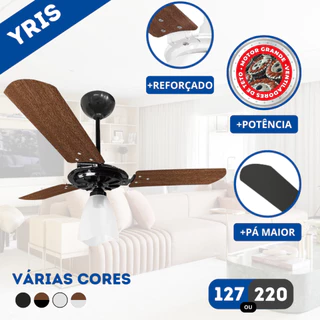 Ventilador de Teto Silencioso Motor Grande Potente 127V / 220v - Preto / Mogno / Branco - Ventex em Oferta na Shopee