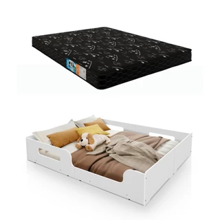Cama Montessoriana Infantil Casal + Colchão Casal Black em Oferta na Shopee