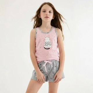Pijama Infantil Feminino Baby Doll Short Doll Estampado Rosa Poliéster com Viscose Envio Rápido em Oferta na Shopee