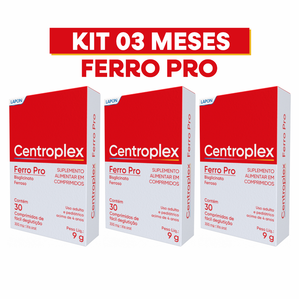 Kit 3x Centroplex Ferro Pro Bisglicinato - Energia e Disposição 90 Dias ...