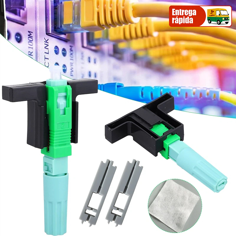 Conector Fibra Óptica Campo SC/APC Verde Kit 100/200 Unidades FTTH Cabo ...