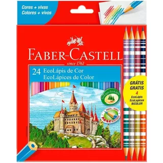Lápis De Cor Faber Castell Escolar 24 Lapis Ecolapis Max Resistente Original em Oferta na Shopee