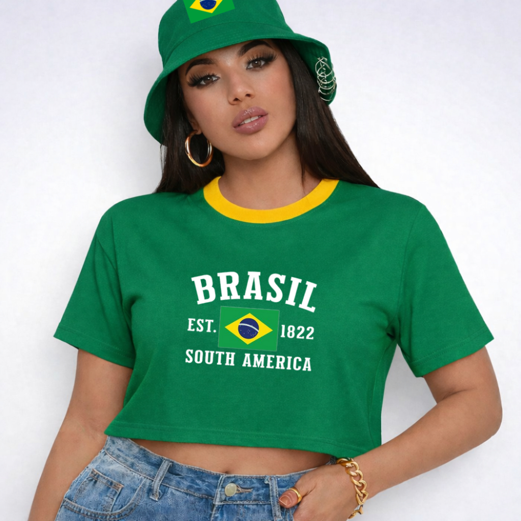 Cropped Oversized Feminino Brasil 1822 South América Copa do Mundo 2026 ...