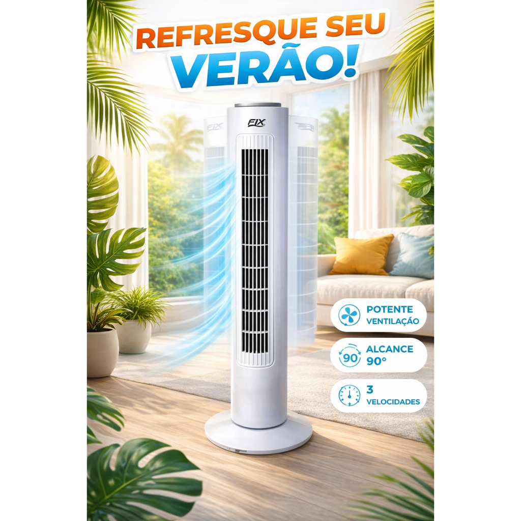 Circulador de Ar Ventilador de Coluna Silencioso Elegante Economia ...