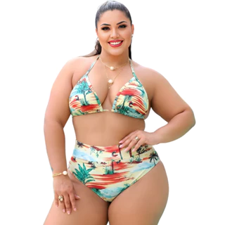 Biquini Cortininha fio duplo Hot Pant Plus Size GG XGG feminino Verão praia Piscina em Oferta na Shopee
