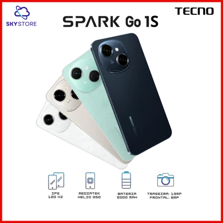Tecno Spark Go 1S 4G 64GB Armazenamento 3GB RAM Bateria 5000MAH VERSÃO GLOBAL Mediatek Hélio G50