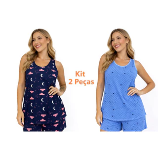 Kit 2 Pijamas Feminino Baby Doll Liganete Fresquinha Leve Confortável Camiseta em Oferta na Shopee