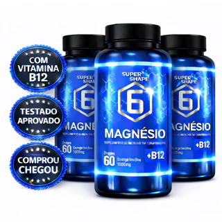 6 Magnesio Concentrado com Vitamina B12 - KIT 03 POTES ( PRODUTO PARA 06 MESES )