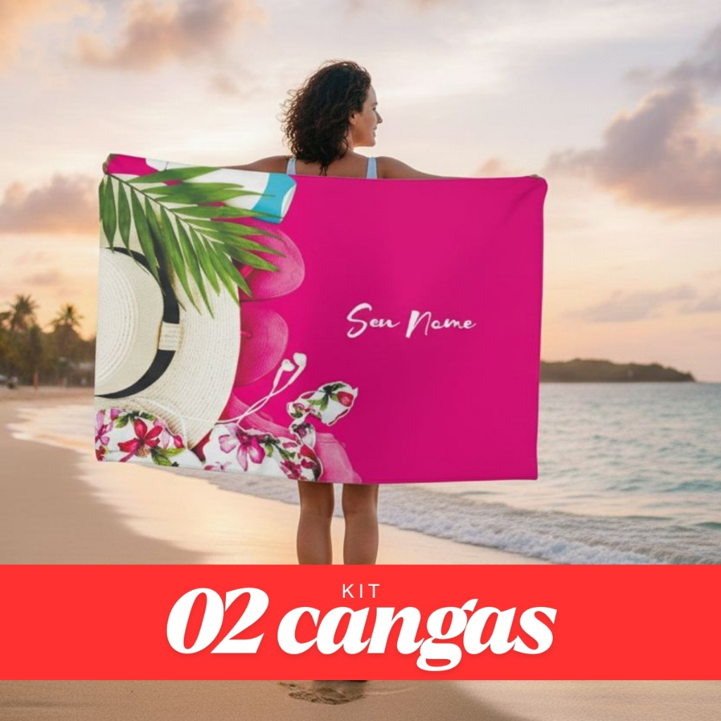 Kit 2 Cangas Personalizadas Moda Praia | Shopee Brasil