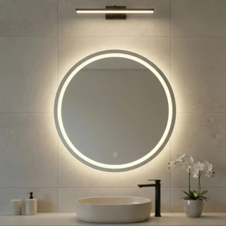 Espelho Redondo Jateado com LED 3 Cores Touch de 40x40 a 90x90cm Luxo Decoração Moderna em Oferta na Shopee