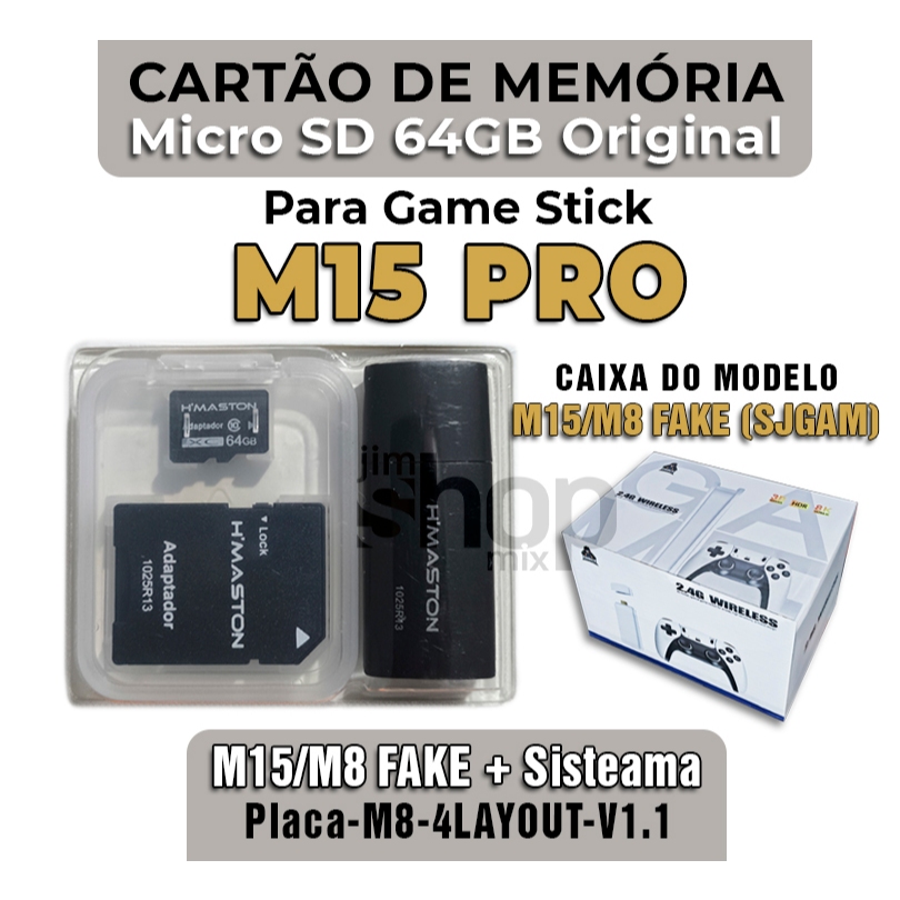 Cartão de Memória MicroSD 64GB Original +Sistema P/ GameStick M15