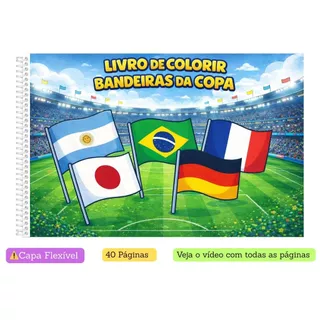 Livro de Colorir Copa Do Mundo Bandeiras | Coloring Book | Futebol | Tam. A5 e A4| 40 Paginas #50 em Oferta na Shopee