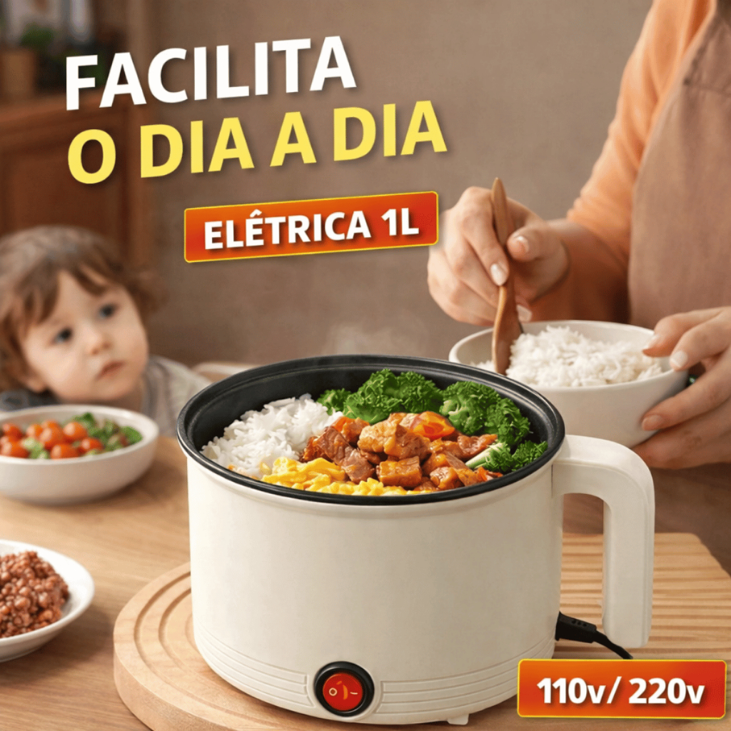 Mini Panela Elétrica Multifuncional 1L – Cozinha, Frita e Ferve ...