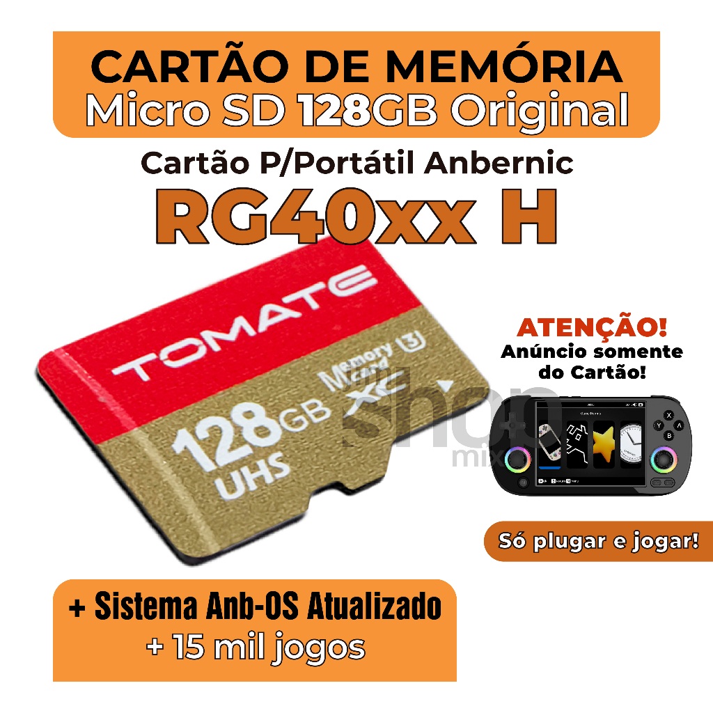 Cartão MicroSD Original Para Portátil Anbernic RG40xx-H +10mil