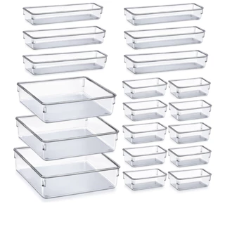 Kit até 21 Organizador Modular Multiuso de Acrilico Gaveta Geladeira em Oferta na Shopee