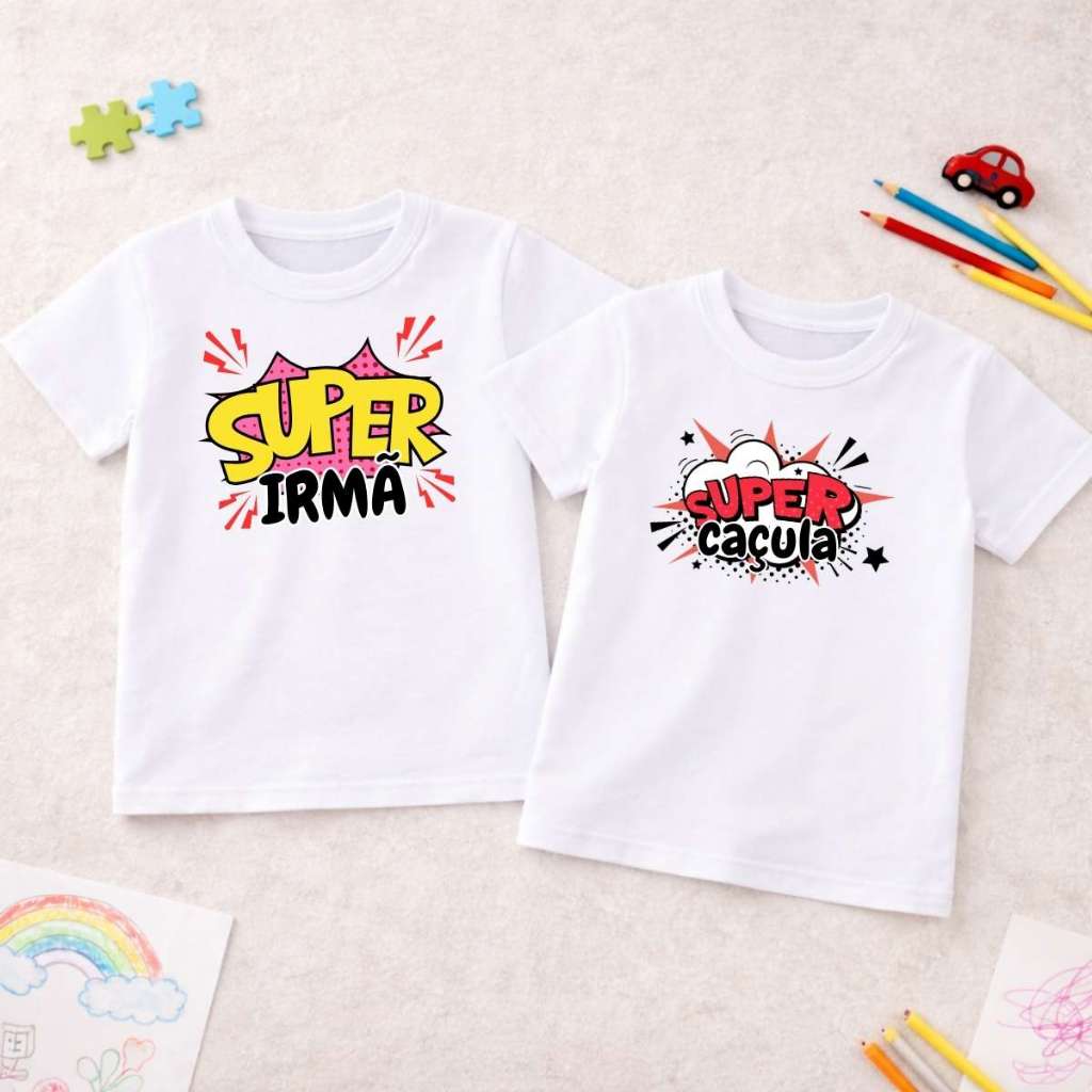 Kit Body Camiseta Combinando Irmãos 100% algodão - Super irmã e Super ...