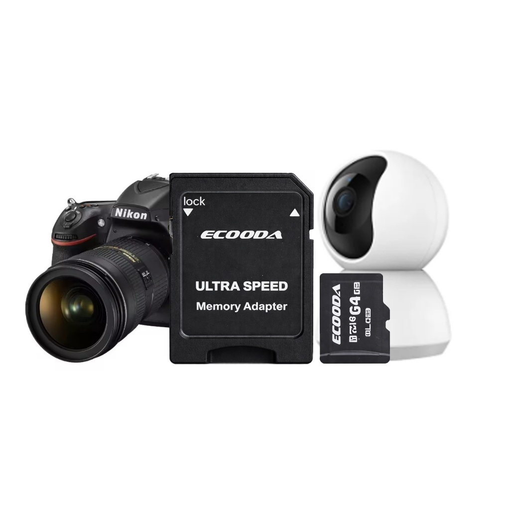 Cartão de Memória SD Classe10 64gb ECOODA Com Adaptador Para Câmera Fotográfica Profissional Notebook, Videos e Arquivos