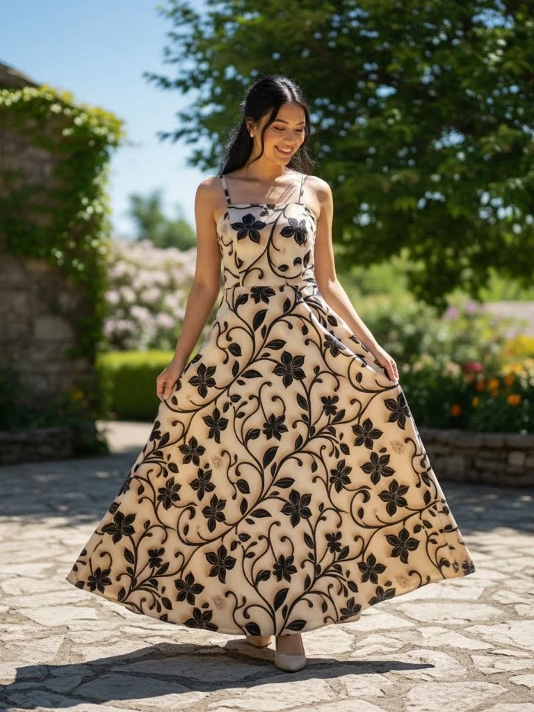 Vestido Longo Floral Feminino Elegante com Alça Fina Estampado Vermelho Moda Verão Festa Casual Chic