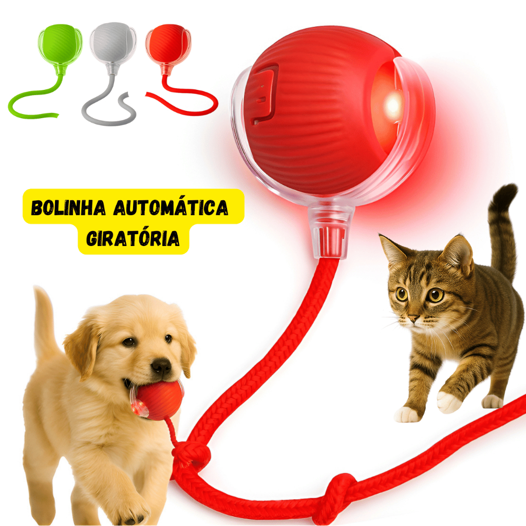 Bola Pet Eletrônica Interativa Gato Cachorro Automática Brinquedo Inteligente Mordedor-Recarregável-Presente Pet