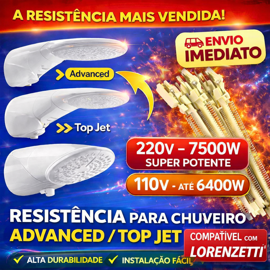 Resistência Ducha Advanced, Ducha Turbo, Advanced Top Jet Lorenzetti ...