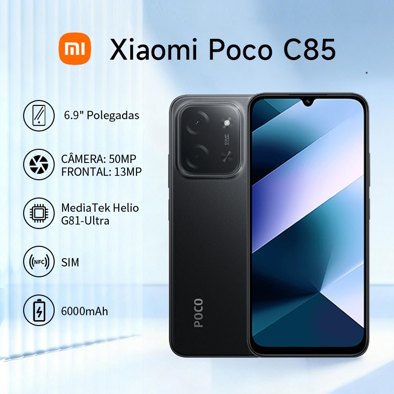 Celular Xiaomi Poco C85 4G 256GB128GB Versão Global NFC Dual Sim Câmera 50MP Bateria 6000mAh