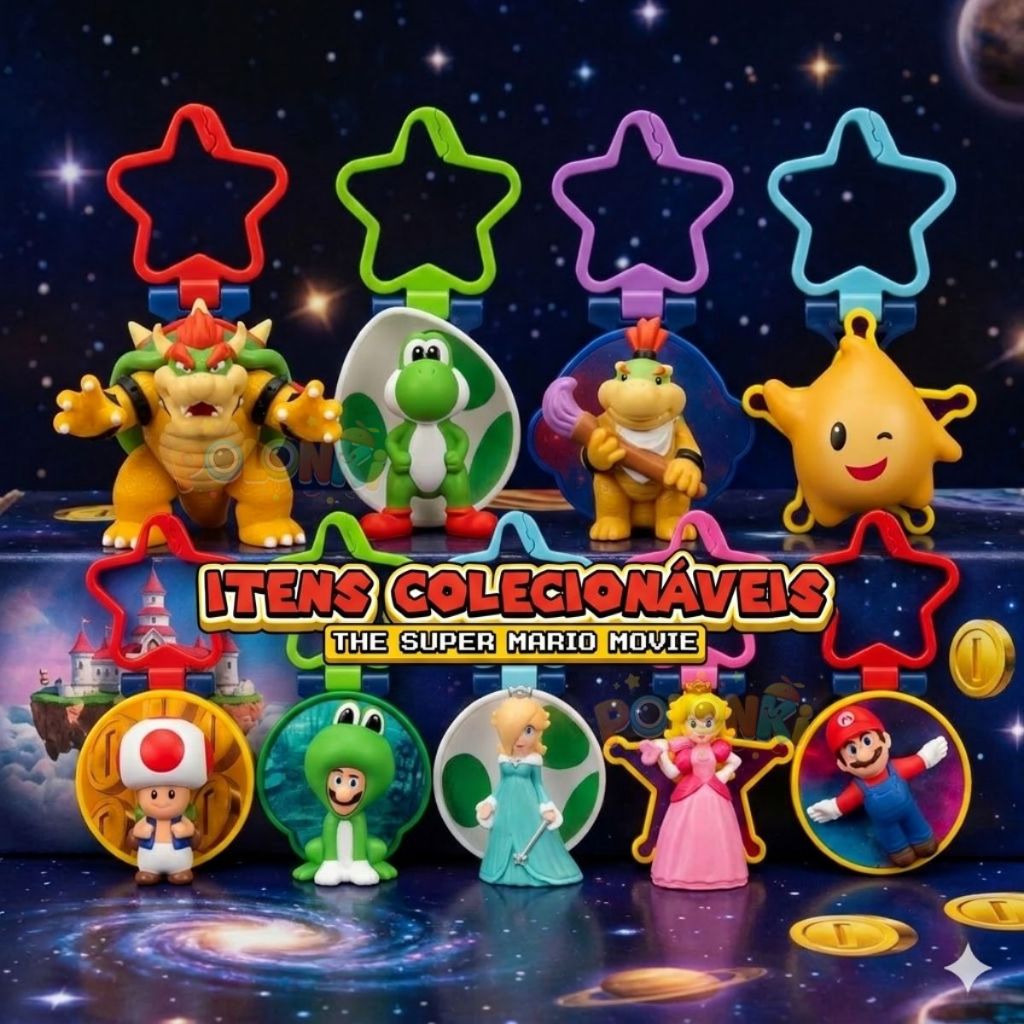 Coleção Super Mario Galaxy McDonalds 2026 Bonecos Chaveiros Brinquedos McLanche Feliz Nintendo em Oferta na Shopee