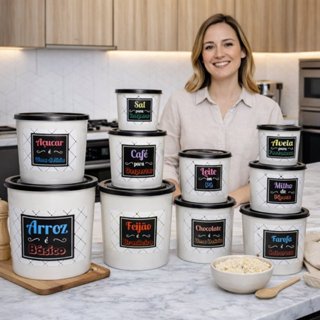 Kit Potes Mantimentos Linha premium Cozinha jogo com 10 Peças plástico Praticidade