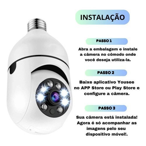 1/2/3 Câmera segurança Wi-Fi IP sem fio V360 encaixe lâmpada aplicativo ptz full HD visão noturna