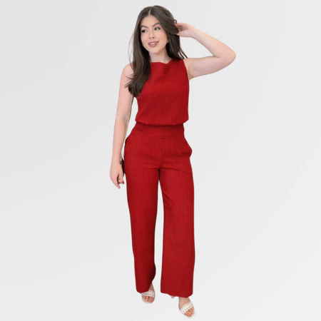 Conjunto Feminino Elegante Calça Pantalona e Blusa Feminina Tendência Moda Social