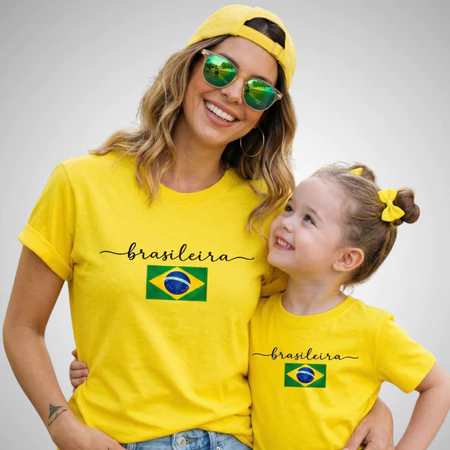 Camiseta Tal Mãe Tal Filha Brasil - Feminina Adulto e Infantil